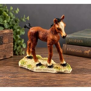 Vintage 1991 Castagna Italy Horse Foal Figurine Bay Colt Resin Sculpture